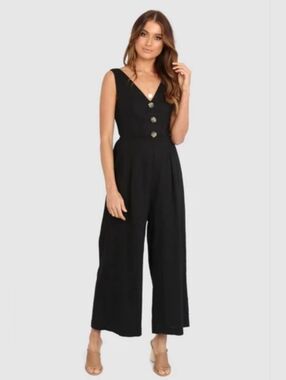 Lost in Lunar Maya Pantsuit – Black Linen Blend
